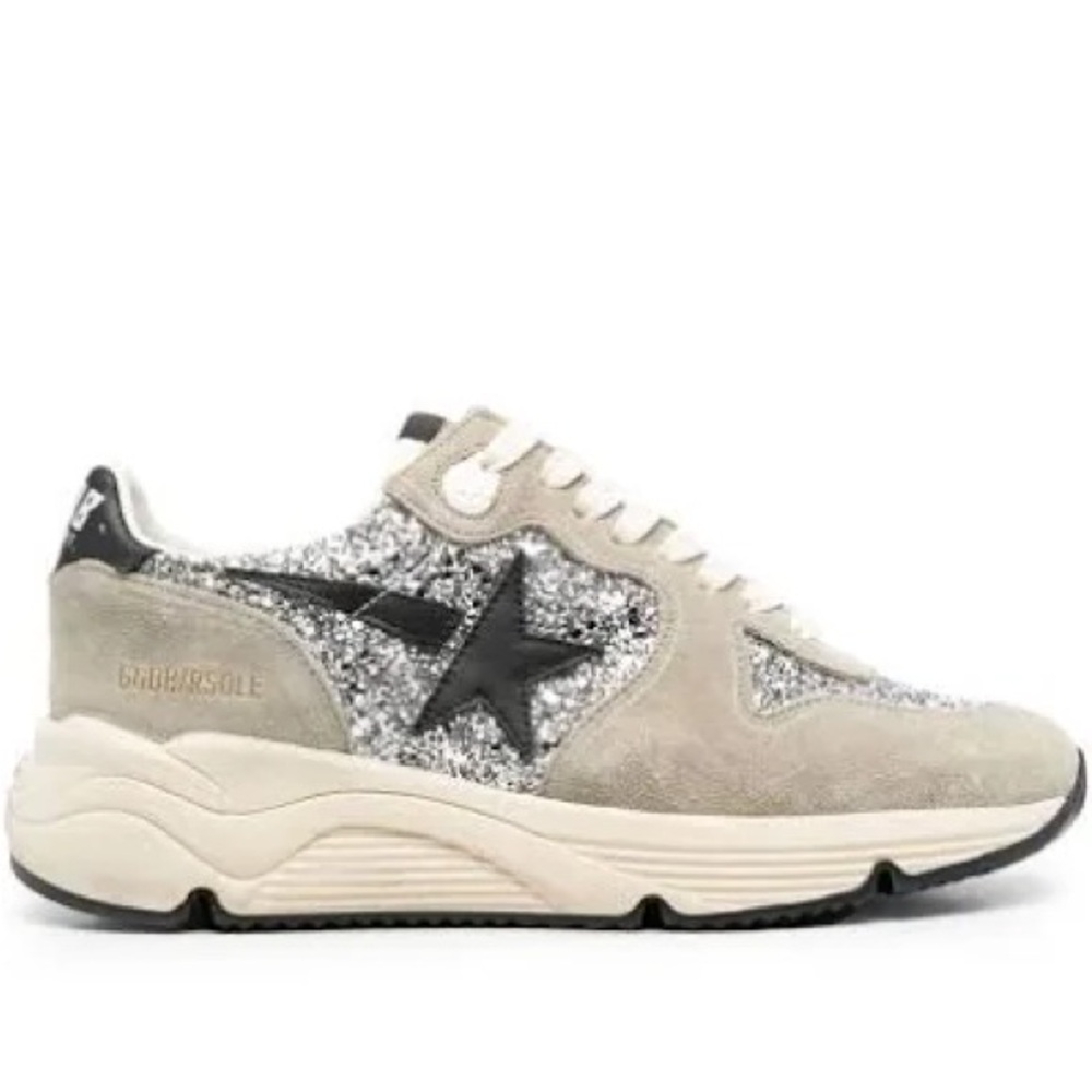 Golden Goose Women's Glitter Star Sneakers - Black and Cream